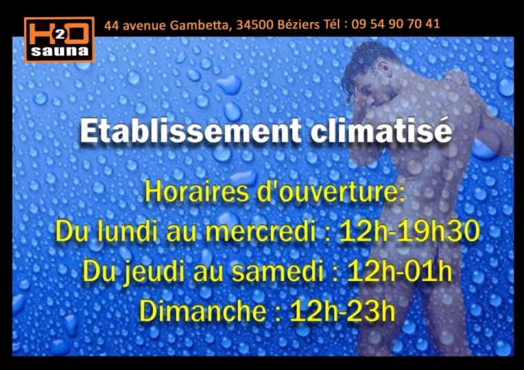 Etablissement climatisé, Béziers, H2o Sauna